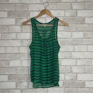 Caslon Emerald Striped Tank Top Size S